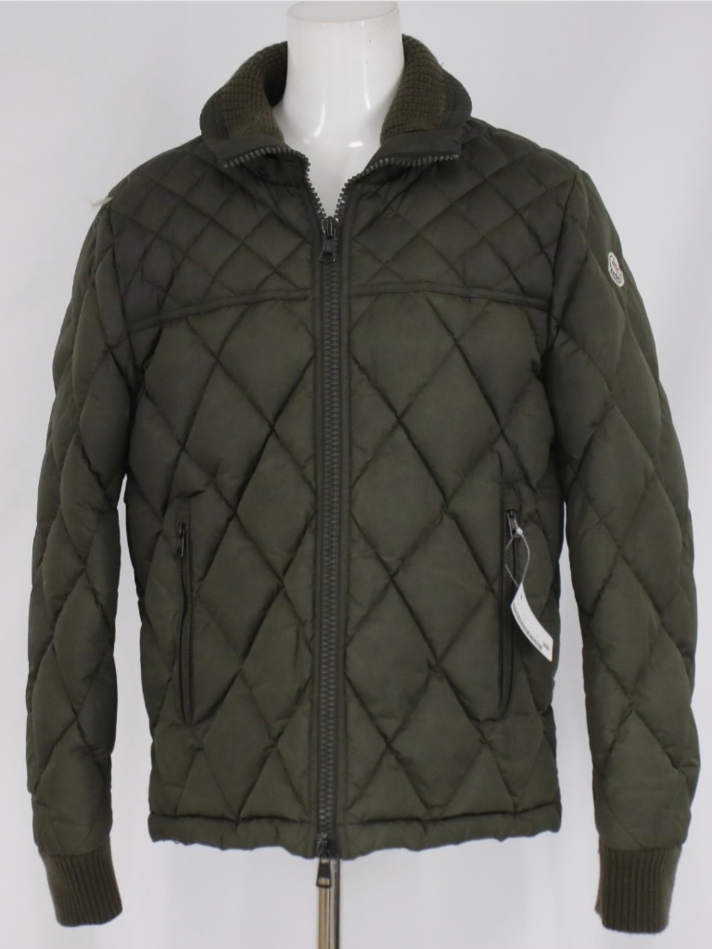Moncler Men’s Size 4 Olive Green Quilted Down Puffer Jacket
